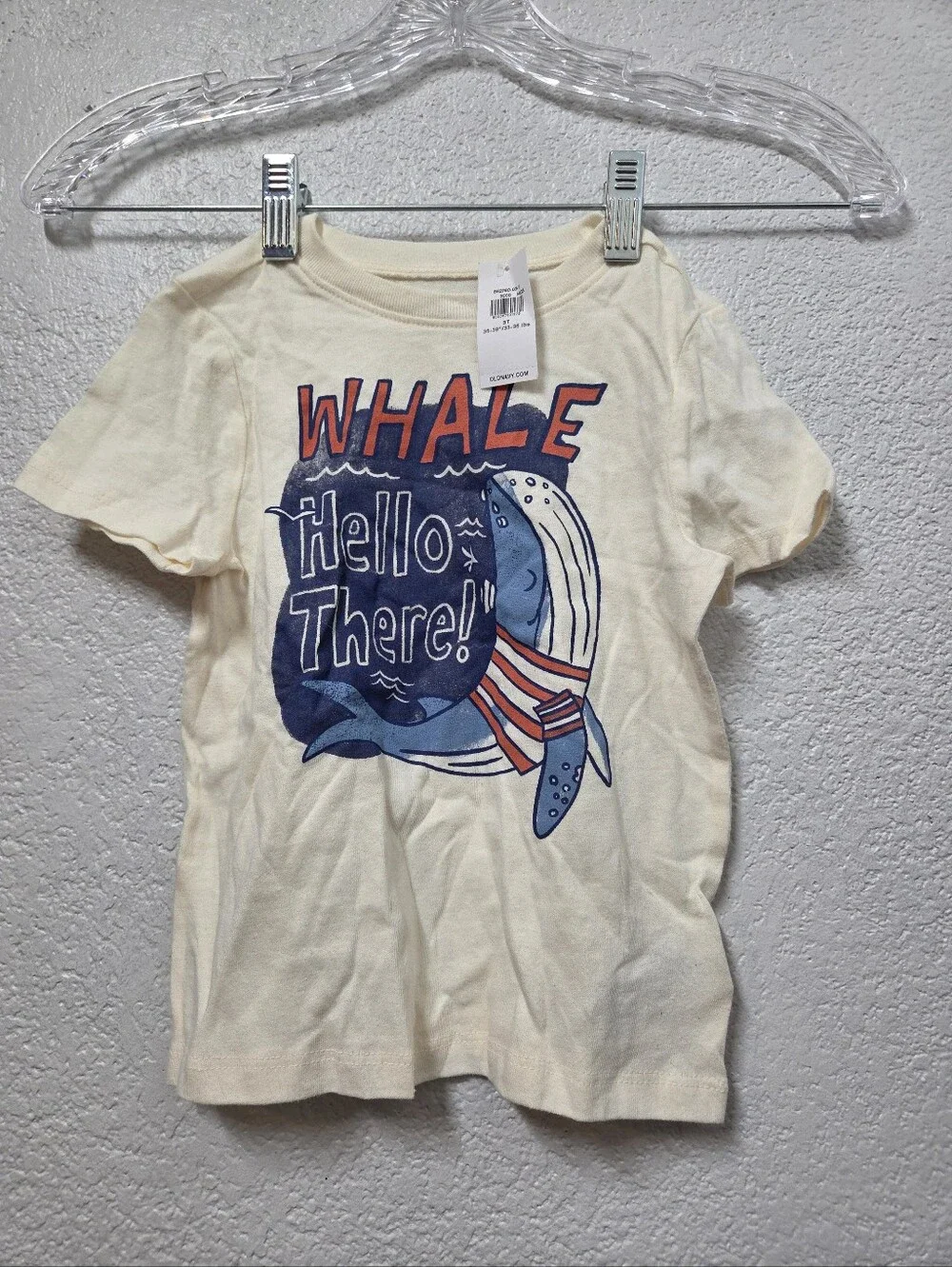 Old Navy Kids 'Whale Hello There' Graphic Tee 3T Cream/Blue Nwt